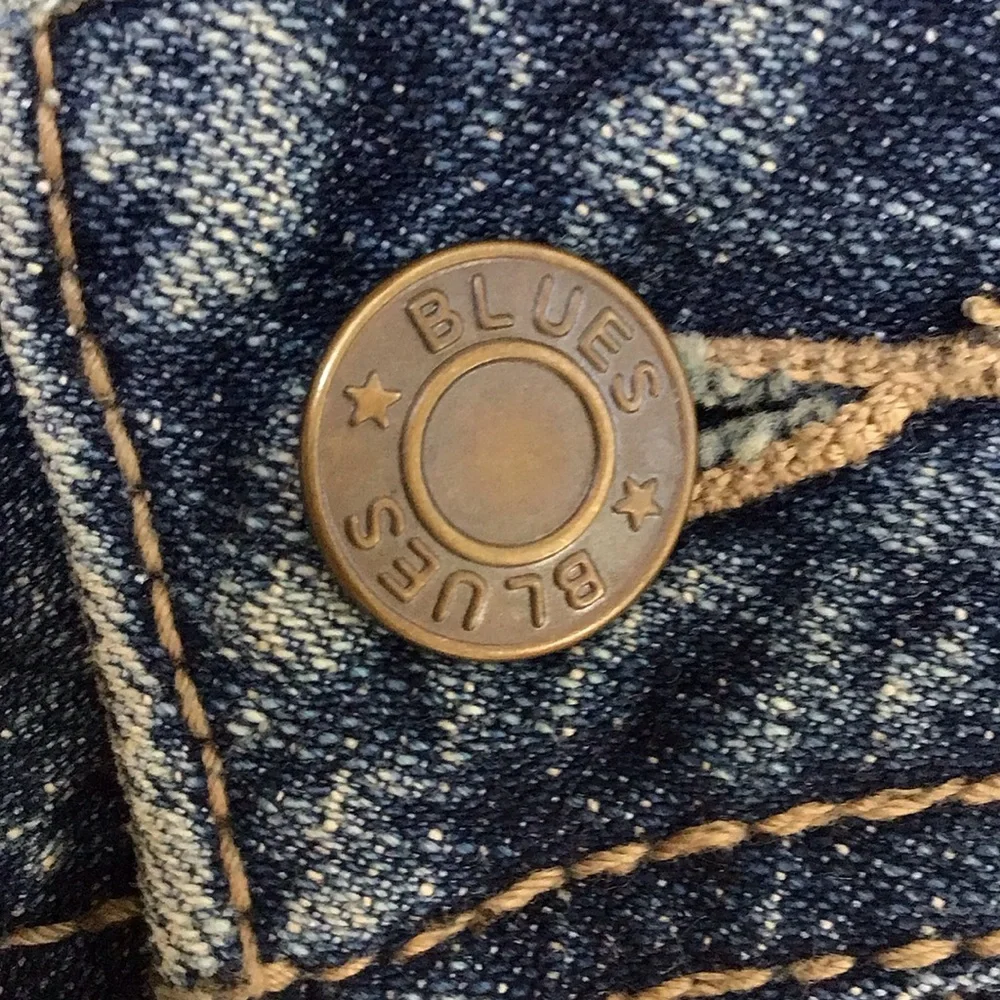 Y2K Rhinestone Bling Plaid Flower Ruffled Blue‎ Jean Denim Pleat Twee Mini Skirt